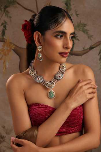 Buy_Swabhimann_Multi Color Polki Hasli Necklace Set _Online_at_Aza_Fashions