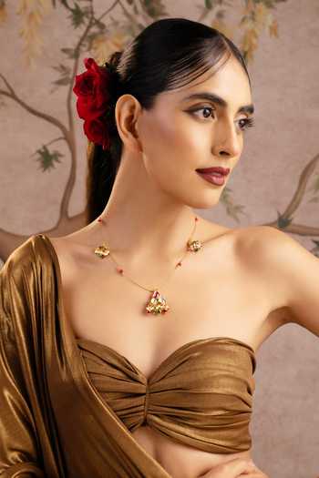 Buy Swabhimann Multi Color Multicolor Polki Pendant Necklace Online at Aza Fashions Buy_Swabhimann_Multi Color Multicolor Polki Pendant Necklace _Online_at_Aza_Fashions