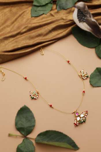 Swabhimann Multicolor Polki Pendant Necklace 