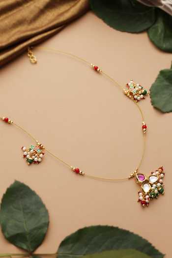 Shop_Swabhimann_Multi Color Multicolor Polki Pendant Necklace _Online_at_Aza_Fashions