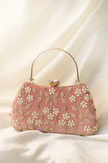 Buy Soho Boho Studio By Aarti Thakur Pink Hand Embroidered Floral Velvet Clutch Online at Aza Fashions Buy_Soho Boho Studio By Aarti Thakur_Pink Hand Embroidered Floral Velvet Clutch _Online_at_Aza_Fashions