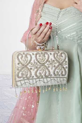 Soho Boho Studio By Aarti Thakur Hand Embroidered Beaded Velvet Clutch 