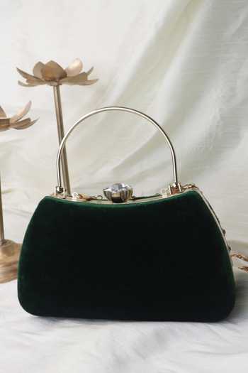 Soho Boho Studio By Aarti Thakur Hand Embroidered Velvet Clutch  