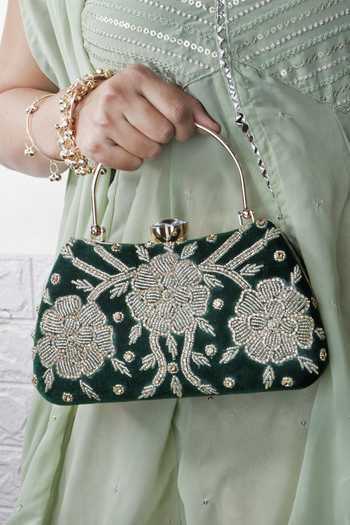 Soho Boho Studio By Aarti Thakur Hand Embroidered Velvet Clutch  