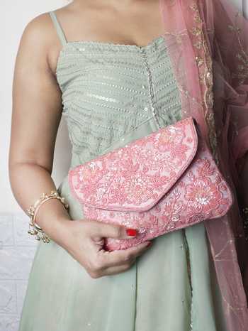 Soho Boho Studio By Aarti Thakur Hand Embroidered Silk Clutch 