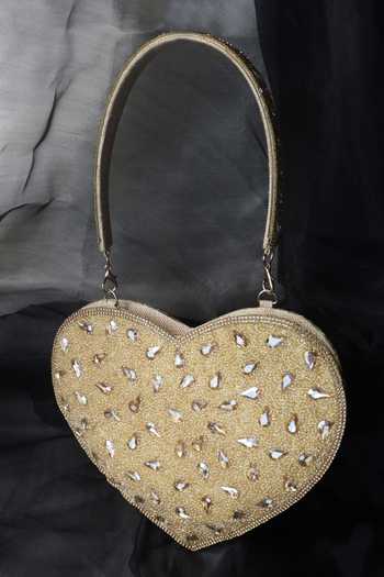 Soho Boho Studio By Aarti Thakur Hand Embroidered Heart Shaped Clutch 