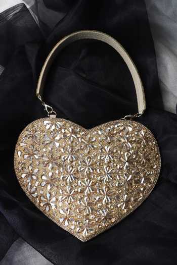 Buy Soho Boho Studio By Aarti Thakur Gold Hand Embroidered Heart Shaped Clutch Online at Aza Fashions Buy_Soho Boho Studio By Aarti Thakur_Gold Hand Embroidered Heart Shaped Clutch _Online_at_Aza_Fashions