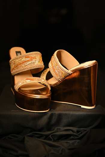 Miraki Embroidered Strap Handwork Wedges 