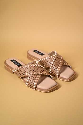 Miraki_Beige Criss Cross Strap Flats _Online_at_Aza_Fashions