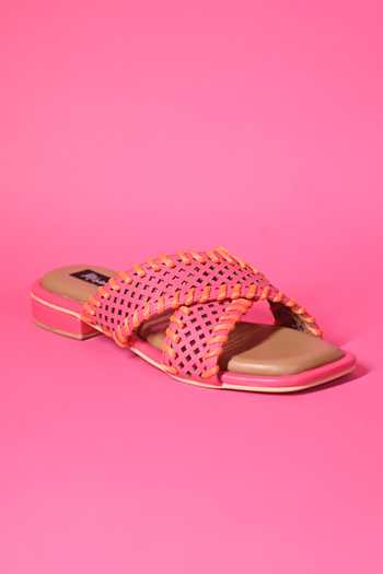 Shop Miraki Pink Woven Strap Flats Online at Aza Fashions Shop_Miraki_Pink Woven Strap Flats _Online_at_Aza_Fashions