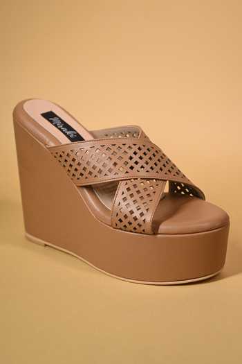 Miraki Beige Criss Cross Strap Wedges at Aza Fashions Miraki_Beige Criss Cross Strap Wedges _at_Aza_Fashions