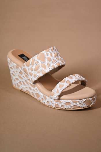 Buy Miraki White Web Pattern Wedges Online at Aza Fashions Buy_Miraki_White Web Pattern Wedges _Online_at_Aza_Fashions