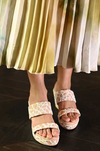 Miraki White Web Pattern Wedges at Aza Fashions Miraki_White Web Pattern Wedges _at_Aza_Fashions