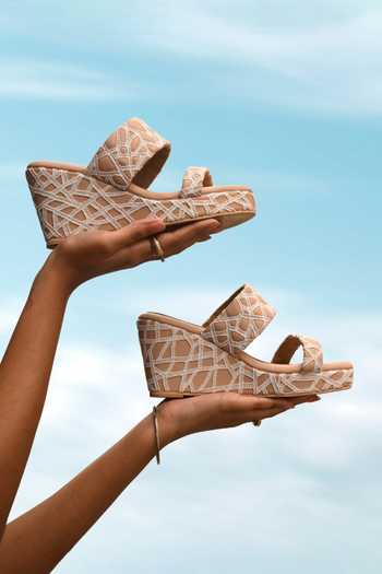 Buy Miraki White Web Pattern Wedges Buy_Miraki_White Web Pattern Wedges