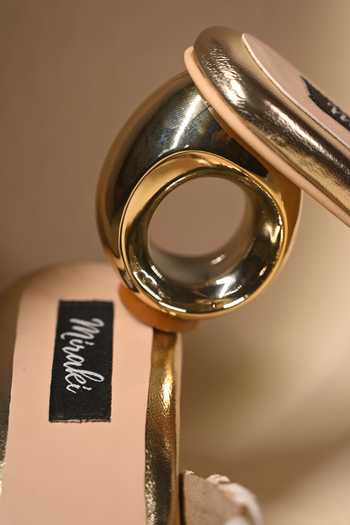 Buy Miraki White Webbed Gold Round Heels Buy_Miraki_White Webbed Gold Round Heels