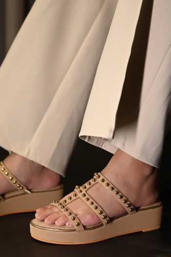 Miraki_Beige Studded Slip On Platform Wedges _Online_at_Aza_Fashions