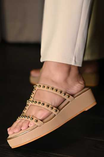 Buy_Miraki_Beige Studded Slip On Platform Wedges _Online_at_Aza_Fashions
