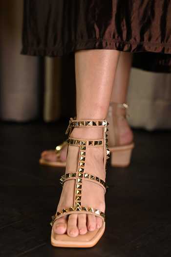 Miraki Gold Studded Heels Online at Aza Fashions Miraki_Gold Studded Heels _Online_at_Aza_Fashions