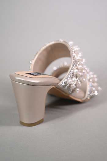 Buy_Miraki_White Pearl Embellished Heels _Online_at_Aza_Fashions