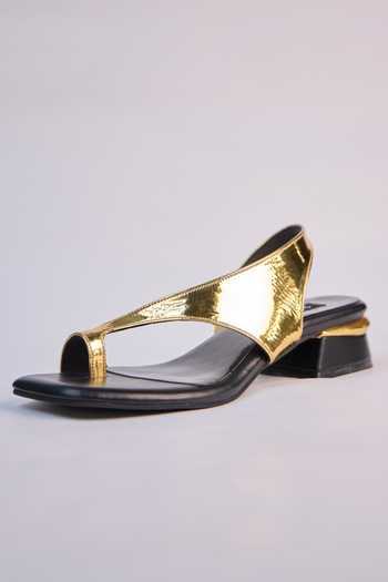 Buy_Miraki_Gold Metallic Sculpted Heels _Online_at_Aza_Fashions