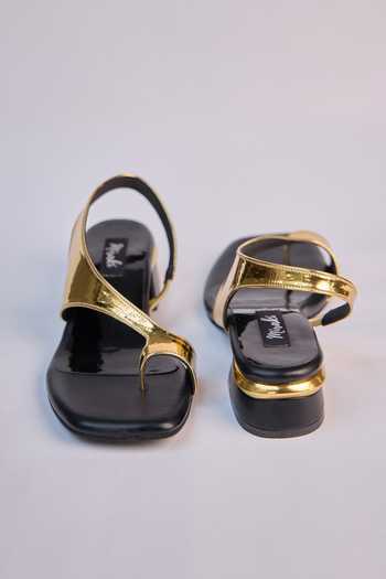 Miraki Gold Metallic Sculpted Heels 
