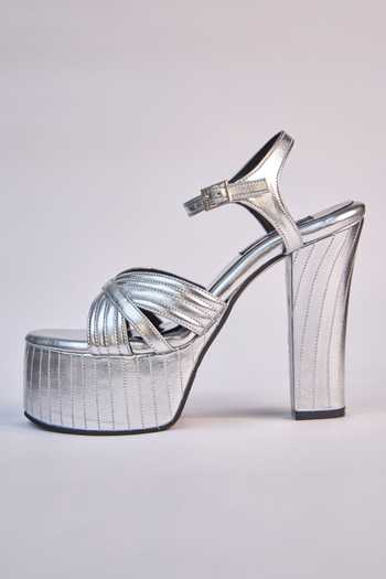 Miraki_Silver Criss Cross Strap Heels _Online_at_Aza_Fashions
