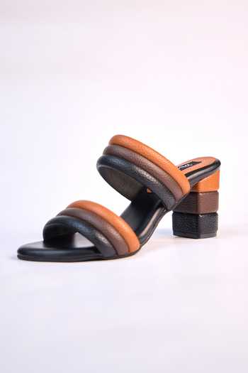 Miraki_Black And Tan Padded Strap Heels _Online_at_Aza_Fashions
