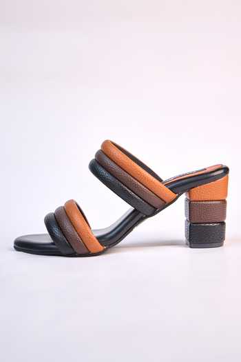 Buy_Miraki_Black And Tan Padded Strap Heels _Online_at_Aza_Fashions