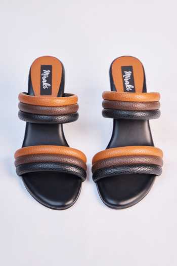 Buy_Miraki_Black And Tan Padded Strap Heels 