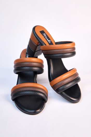 Shop_Miraki_Black And Tan Padded Strap Heels 