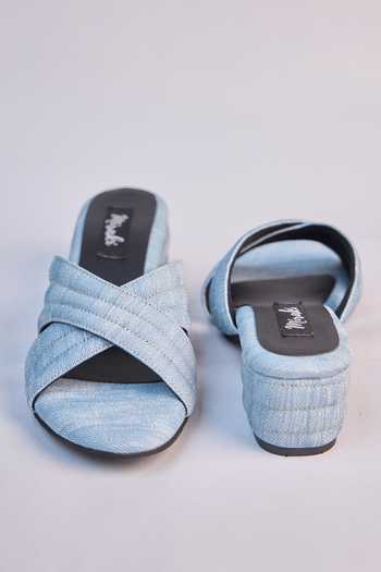 Miraki Light Blue Denim Criss Cross Heels 