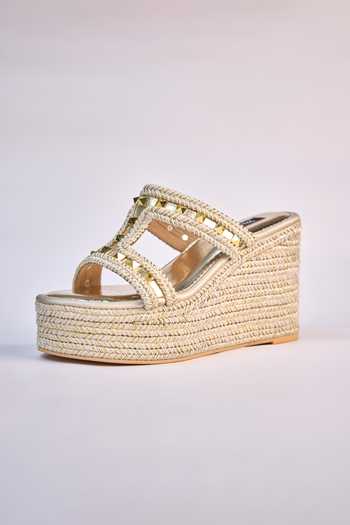 Miraki_Beige Stud Embellished Wedges _Online_at_Aza_Fashions