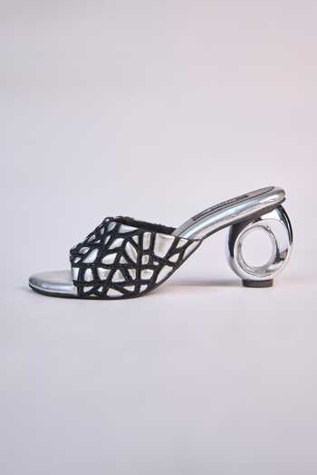 Miraki_Silver Webbed Heels _Online_at_Aza_Fashions