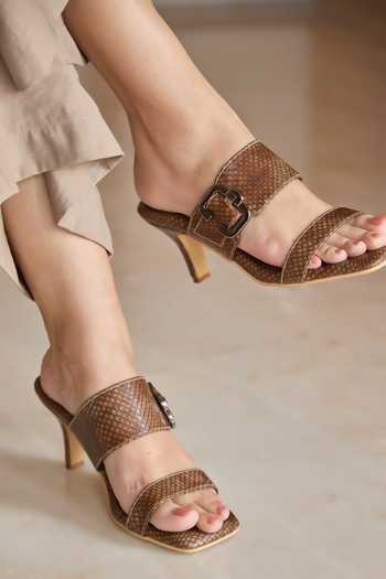 Miraki Textured Buckle Heels 
