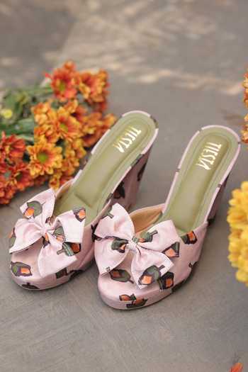 Tiesta Blush Bow Statement Block Heels 