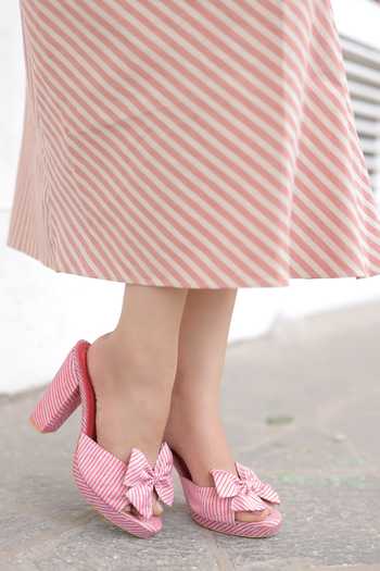 Buy_Tiesta_Pink Blush Striped Bow Strap Block Heels _Online_at_Aza_Fashions