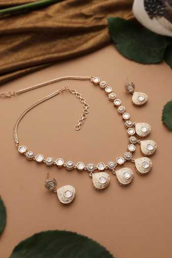 Shop_Swabhimann_Multi Color Polki Studded Necklace Set _Online_at_Aza_Fashions