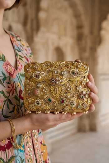 Amaara Jewels Gold Amaara Khazana Antique Bag at Aza Fashions Amaara Jewels_Gold Amaara Khazana Antique Bag _at_Aza_Fashions