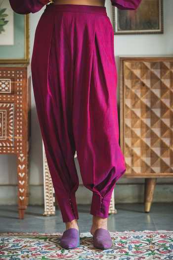 Shop_Swatti Kapoor_Pink , Handloom Hand Woven Silk Kalai Pant _Online_at_Aza_Fashions