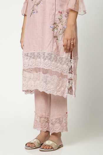 Buy_Kaveri_Pink Linen V-neck, Yes A Window To Eden Kurta Set 
