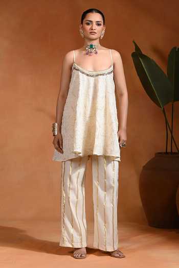 Rishi and Vibhuti Antique Ivory Kurta & Pant Set 