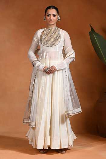 Rishi and Vibhuti Aabroo Lace Work Bodice Anarkali Set 