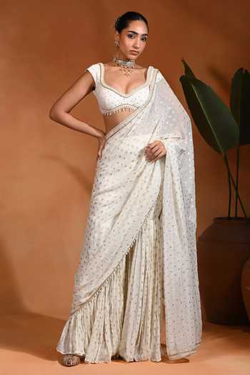 Rishi and Vibhuti Rooh Gharara Pre-Draped Pant Saree Set 