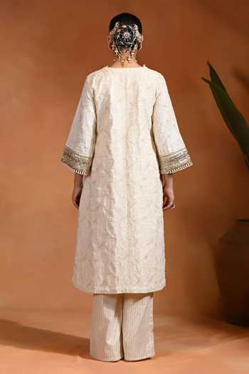Rishi and Vibhuti Shubhra Ivory Kurta & Pant Set 