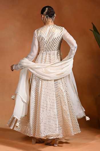 Rishi and Vibhuti Masatani Ivory Anarkali Pant Set 
