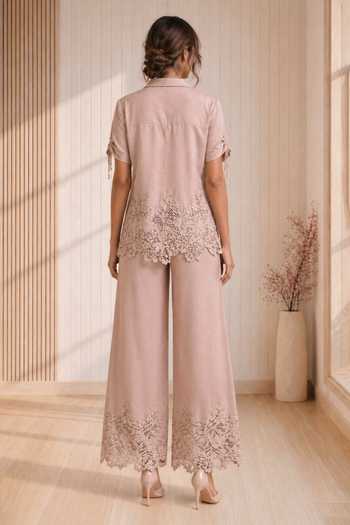 BABITA M Roselle Bead Embroidered Top & Pant Set 