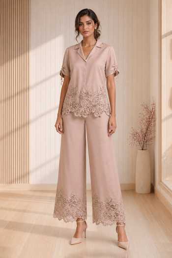 BABITA M Roselle Bead Embroidered Top & Pant Set 