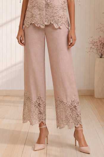 Buy BABITA M Blush Satin, Lace, Velour V-neck, Roselle Bead Embroidered Top And Pant Set Online at Aza Fashions Buy_BABITA M_Blush Satin, Lace, Velour V-neck, Roselle Bead Embroidered Top And Pant Set _Online_at_Aza_Fashions