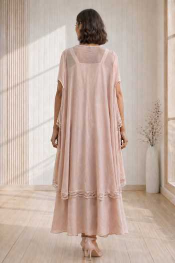 BABITA M The Fiora Gathered Dress With Cape 