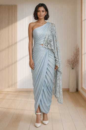 Babita Malkani Nerissa Bead Embroidered Saree Gown 
